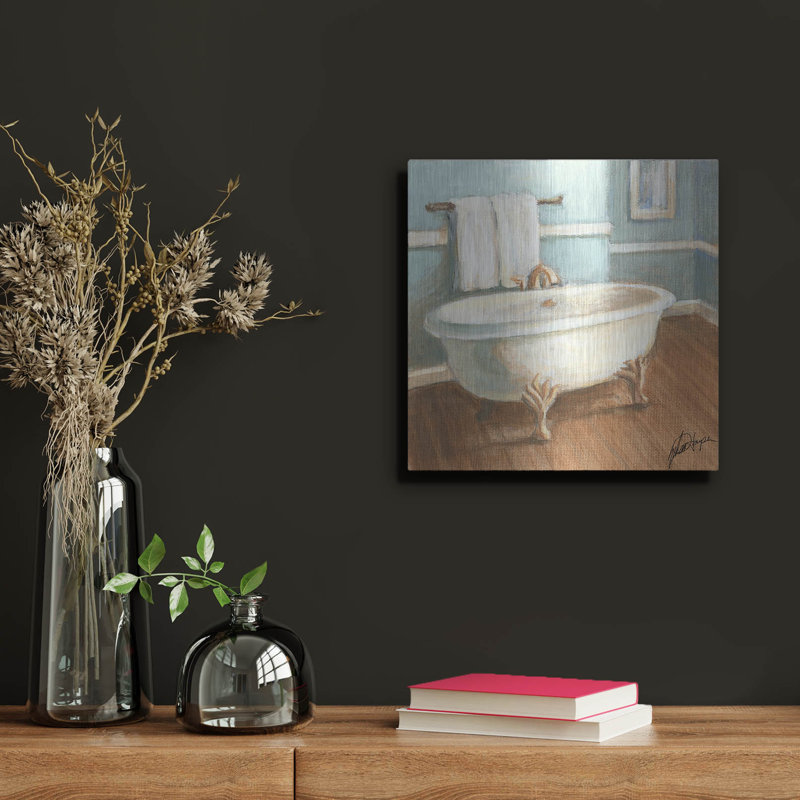 «August Porcelain Bath IV» par August Grove®, art mural en métal, H 12 po x l 12 po