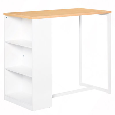 Bar Table Counter Height Dining Table With 3 Storage Shelves For Kitchen, Dining Room, Living Room