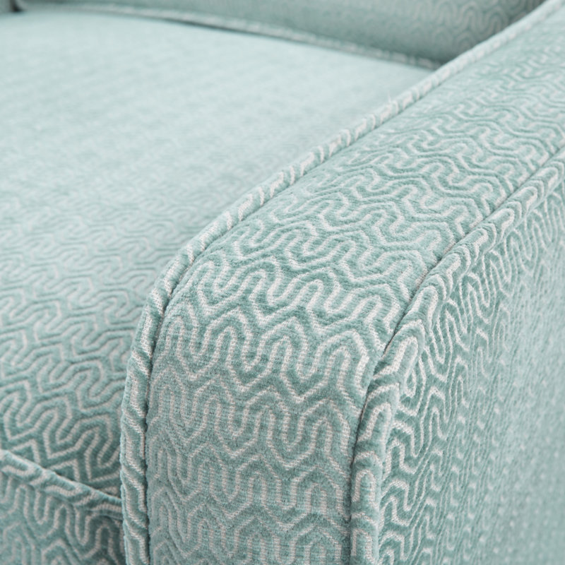 Harris Upholstered Swivel Armchair, Dusty Aqua Chevron Microfiber