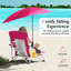Fauteuil de parasol de plage 2 pièces avec parasol hexagonal et siège respirant confortable rose-166300376-166300379