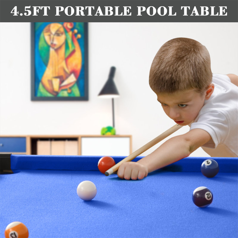 Portable Pool Table RayChee 54' Bumper Pool Table with Leg Levelers, Blue