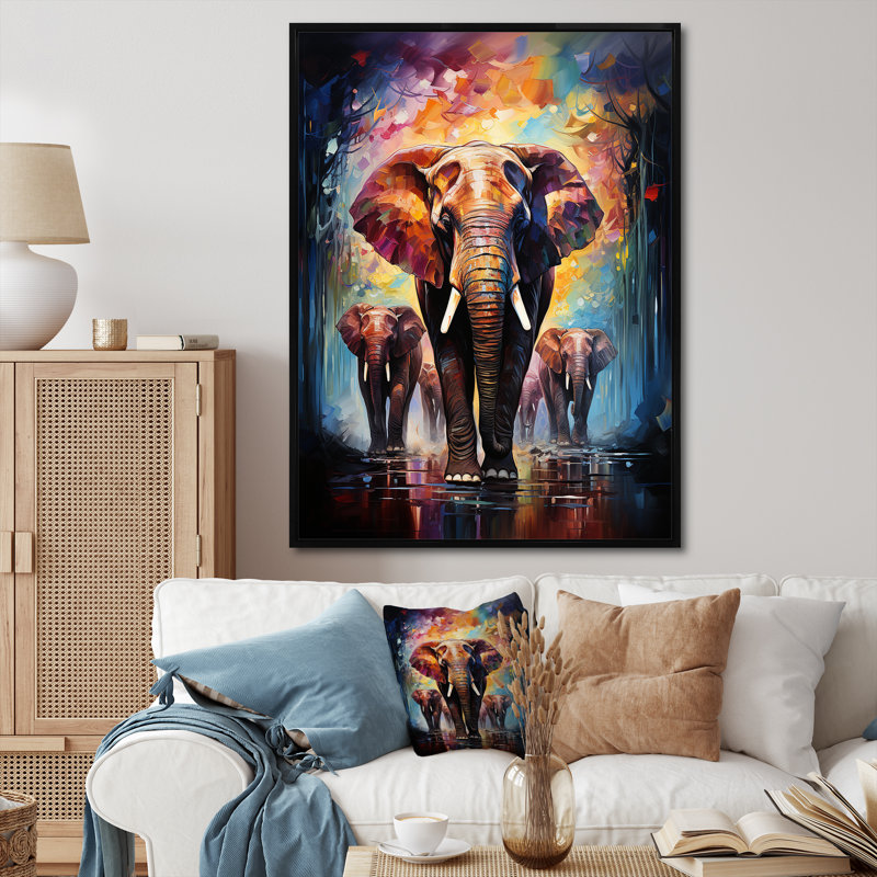 «Darriel Thailande Elephant Parade I», reproduction sur toile, Cadre flottant noir, H 40 po x l 30 po x P 1,5 po