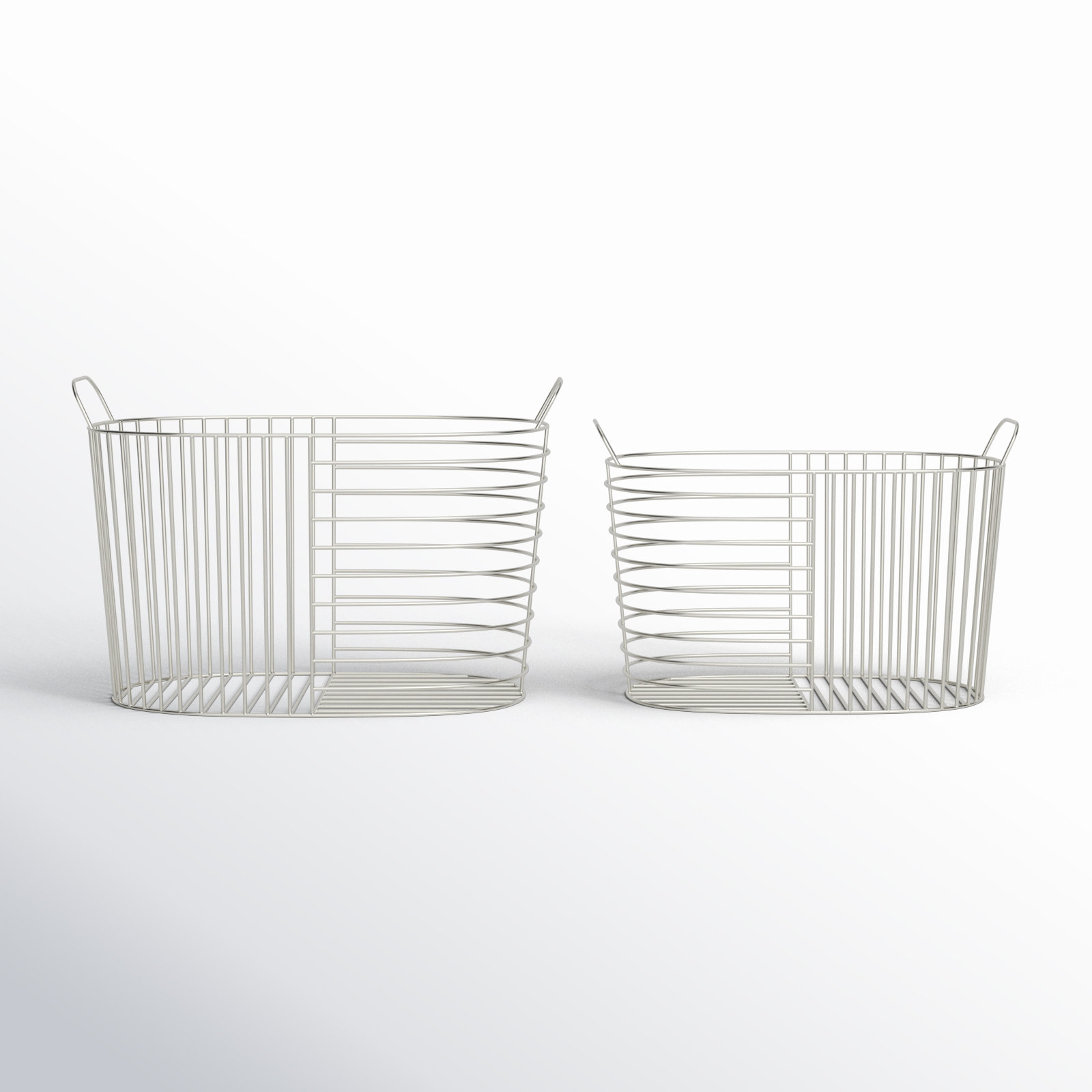 Abbie Metal Decorative Basket - Set of 2, Silver, 14.15" H x 21.4" W x 12.15" D
