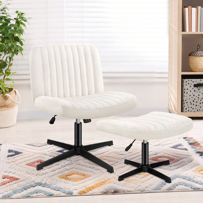 Office Chair with Ottoman, White