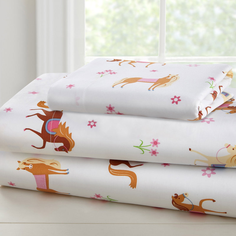 Wildkin 100% Cotton Twin Sheet Set – Soft & Cozy Bed Sheets - Horses, Twin Sheet Set + Fitted Sheet + 1 Pillowcase
