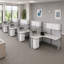 Poste de travail à panneau en forme de L pour 4 personnes 63H x 129W Regency, blanc pur-133697484