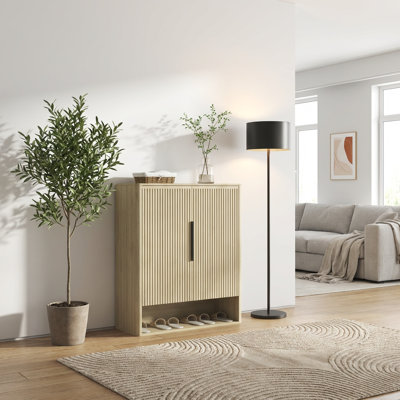 Modern Wooden Shoe Storage Cabinet with Adjustable Shelves and Doors