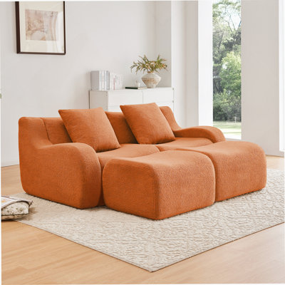 Canapé en forme de U doux en tissu pelucheux sans os avec méridienne d'assemblage, aucun assemblage requis, accoudoirs courbés, conception antidérapante et look épuré pour les salons