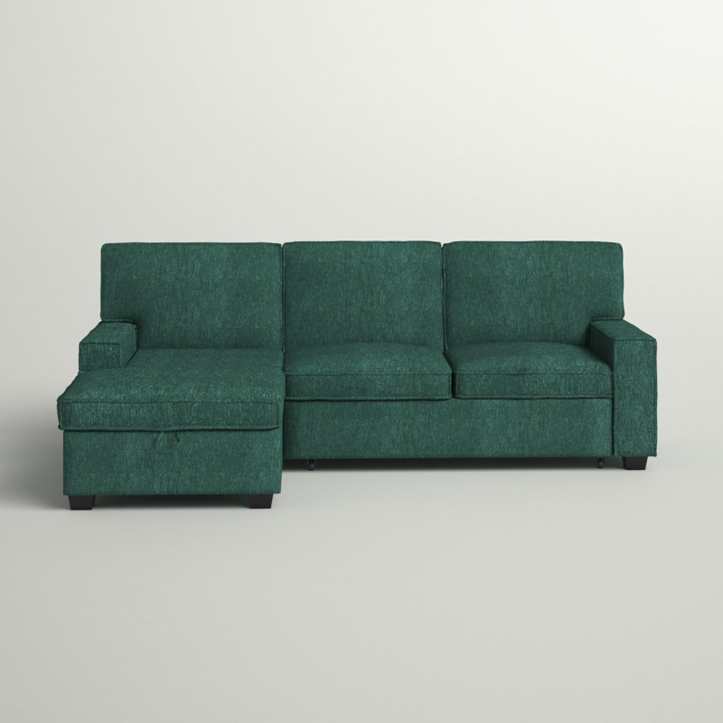 Canapé-lit modulaire coulissant avec méridienne 3 pièces Yates, Polyester bleu sarcelle
