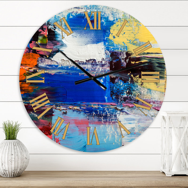 Oversized Oil Brushed Colorfields I Wall Clock, Small