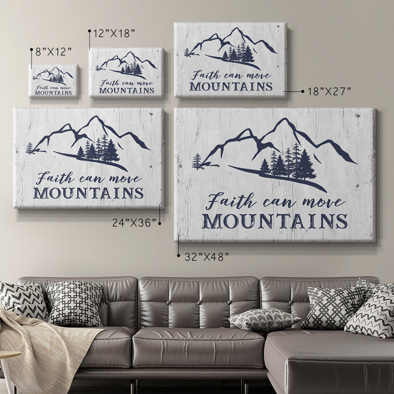 Toile tendue avec châssis de qualité supérieure Move Mountains - prête à être accrochée, H 24 po x l 36 po