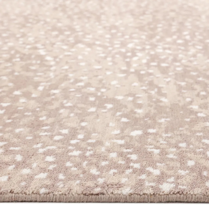 Arash Abstract Hand-Knotted Wool/Cotton Beige Area Rug, Rectangle 5' x 8'