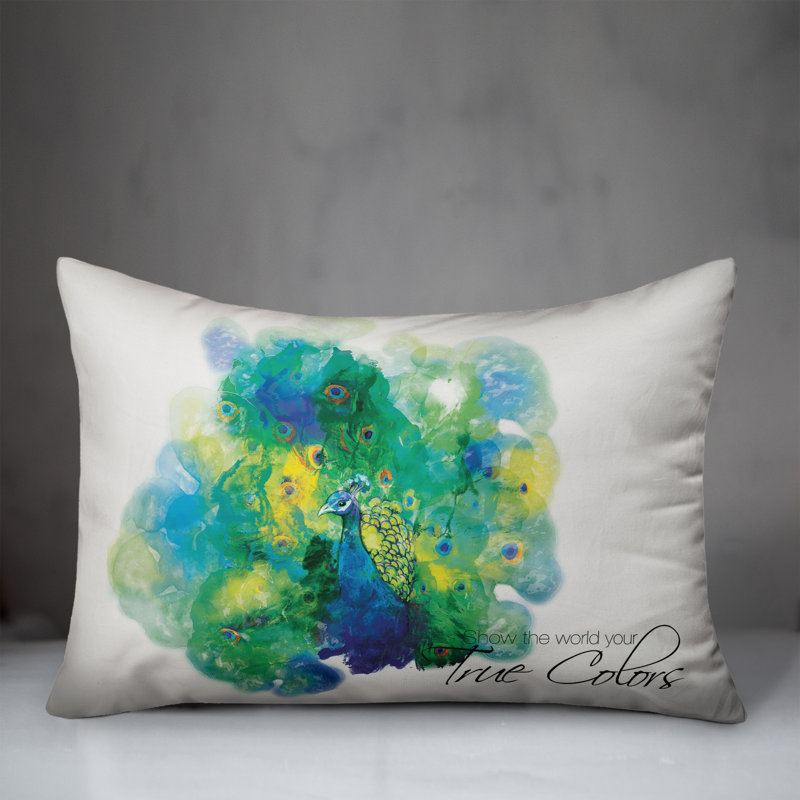 Coussin Watercolored Peacock 2