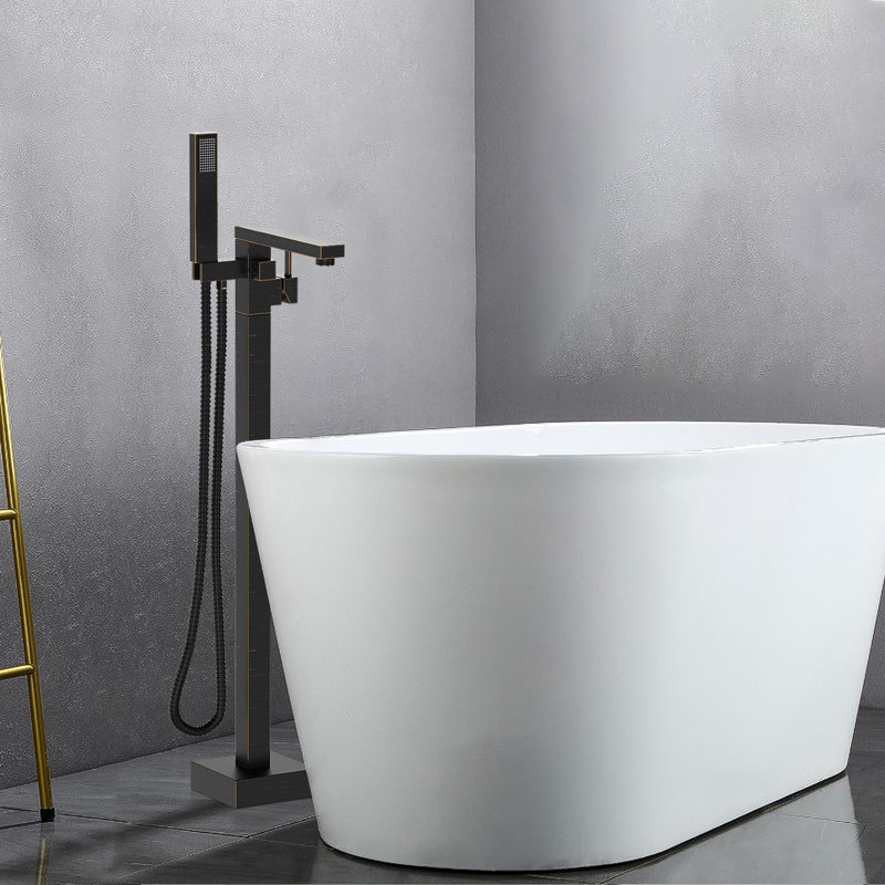 42 Robinet de baignoire autoportante à poignée unique 7/8 po avec pomme de douche à main, Bronze