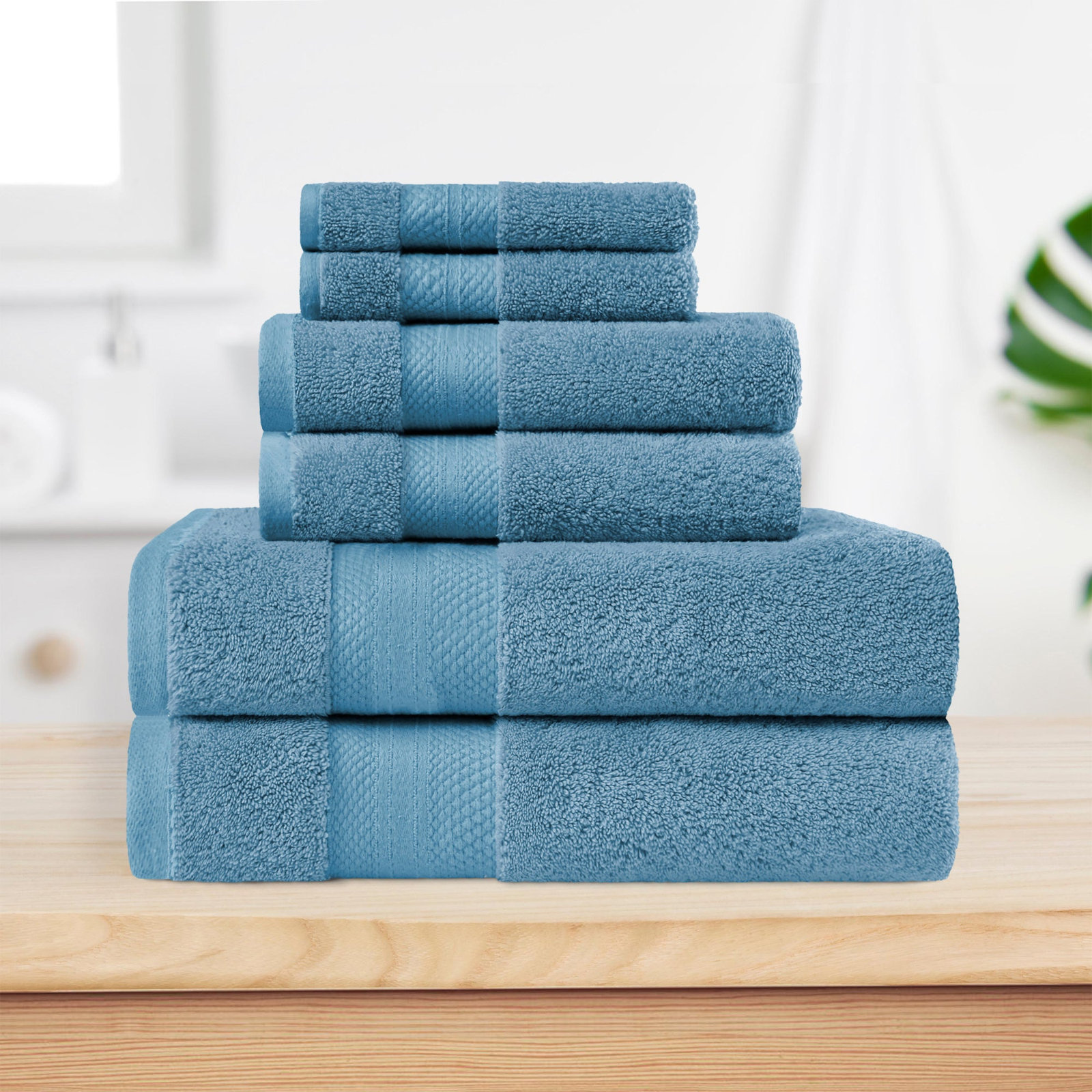 Finnian Turkish Cotton Bath Towel, Denim Blue, 6 Piece Towel Set