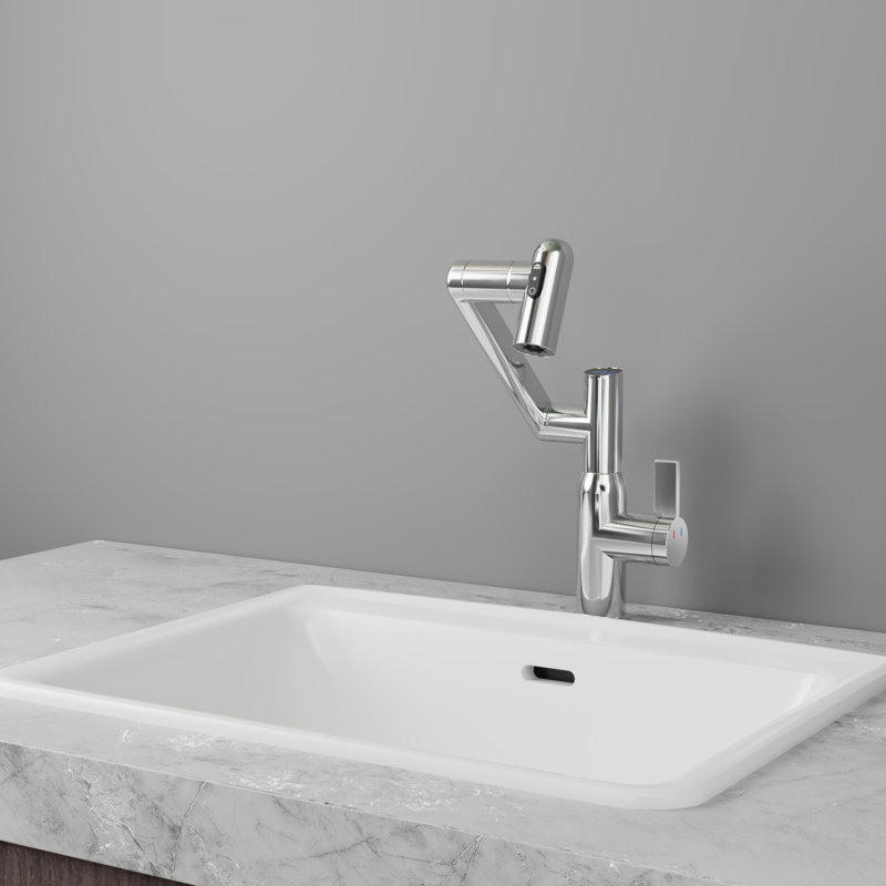 Robinet de salle de bain rotatif Cerypsa 360 degrés affichage numérique intelligent chaud et froid, Chrome chrome