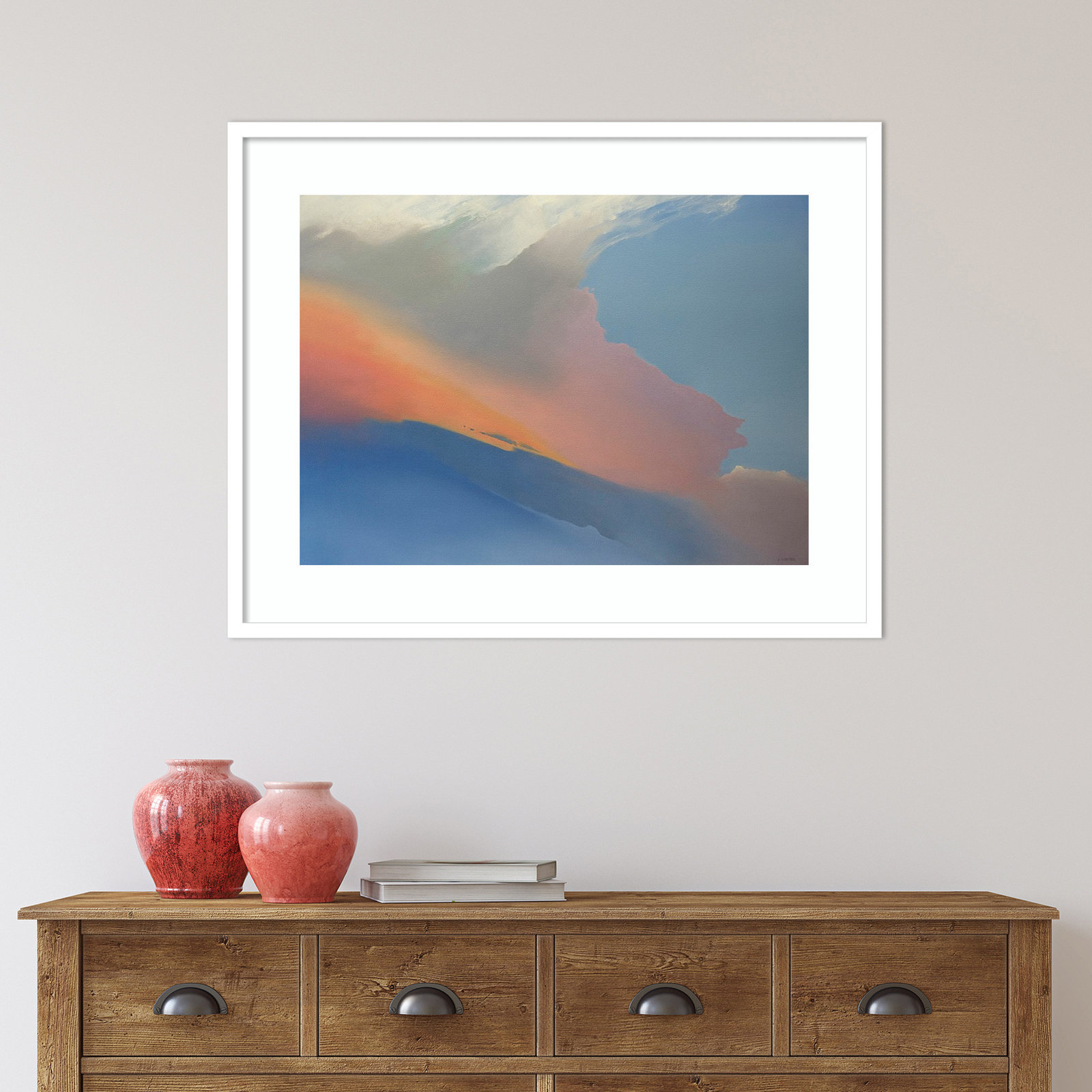 Gulfstream Clouds Print by Cap Pannell, White Framed Paper, 26.12" H x 33.12" W x 0.88" D