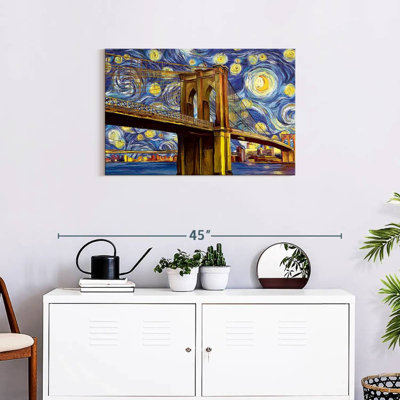 Impression sur toile Brooklyn Bridge Starry Night