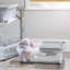 Wham 32L Plastic Storage Box with Wheels and Folding Lid Pack of 3 Clear/Cool Grey