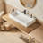 Solid Surface Wall Mount Rectangle Matte White Vessel Sink with Faucet Hole