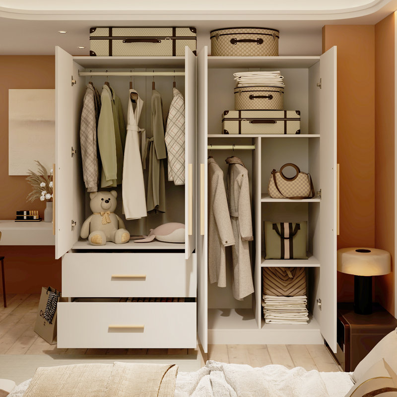 63'' W 2-Drawer Wardrobe With 2 Hanging Poles