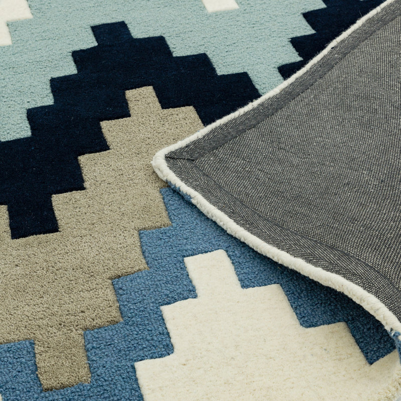 Hargrove Handmade Wool Blue Rug, Rectangle 120 x 170cm