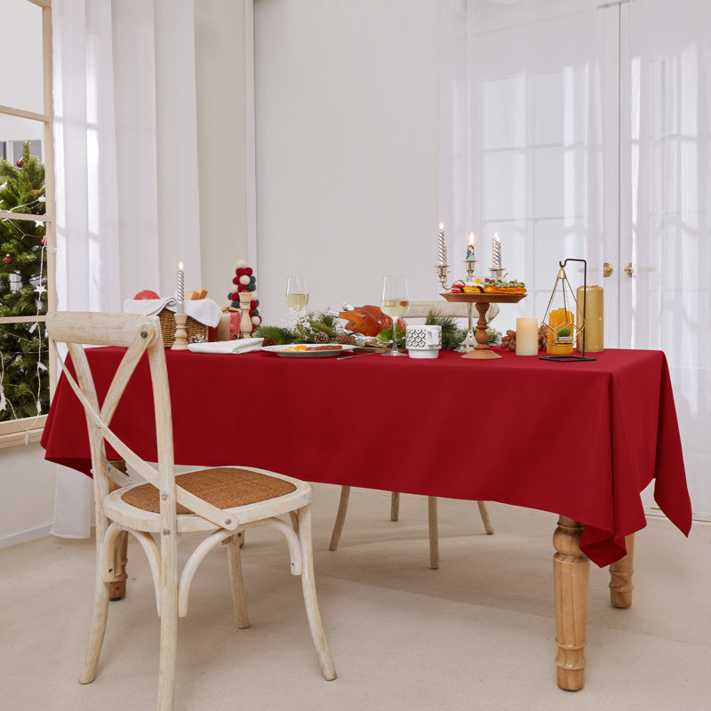 Symple Stuff Oxford Decorative Tablecloth Wipeable Rectangle Water Resistant Tablecloth, 137cm D x 200cm L, Red