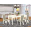 Ensemble de salle à manger 7 pièces composé d'une table de salle à manger rectangulaire avec feuille papillon et 6 chaises rembourrées en tissu Shitake, lin blanc-977047516-977026097-977026102