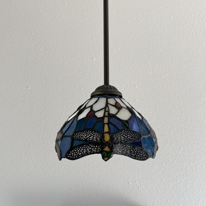 Luminaire suspendu en bronze 1 lumière Tiffany