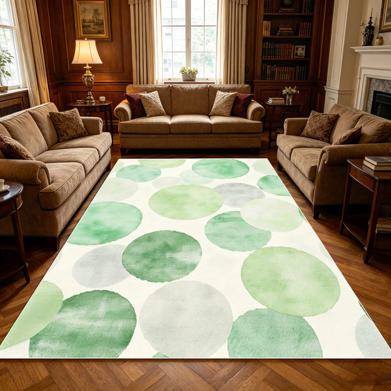 1PC watercolor sage green grey circle dot area rugs for Living Room, Soft, All seasons, Easy-maintain, Washable Indoor mat, Farmhouse suitable for dining table, bedroom, entryway, kitchen, home office, patio, hallway, Home Decor, Outdoor Decor.