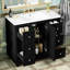 Armoire de salle de bain contemporaine, 36 po x 18 po x 34 po, 4 tiroirs et 1 porte, lavabo en résine, tablettes réglables, bois massif, meuble-lavabo de rénovation, matériau