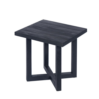 Charming Acacia Wood Outdoor Side Table with Slat Paneling and Cross-Stretcher Base, Perfect for Patio or Garden by Ophelia & Co.