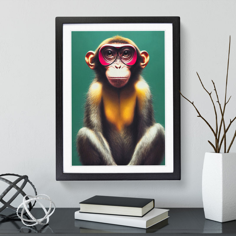Young Monkey 94 - Single Picture Frame Print, Black, 34cm H x 25cm W x 2cm D