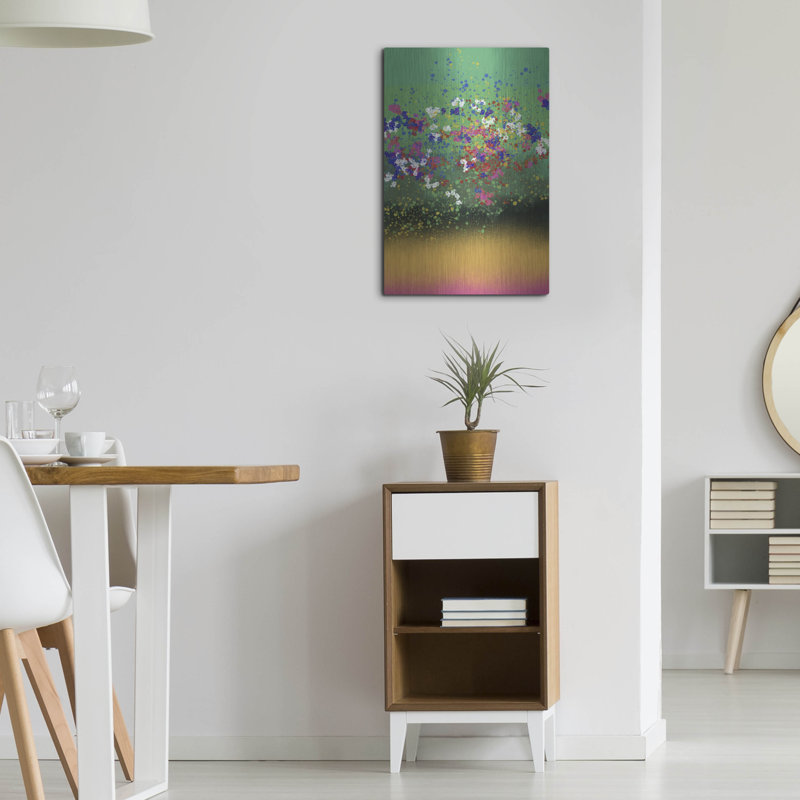 Art mural en métal de luxe «Windflowers» par Cesare Bellassai, 12 po x 16 po, H 24 po x l 16 po