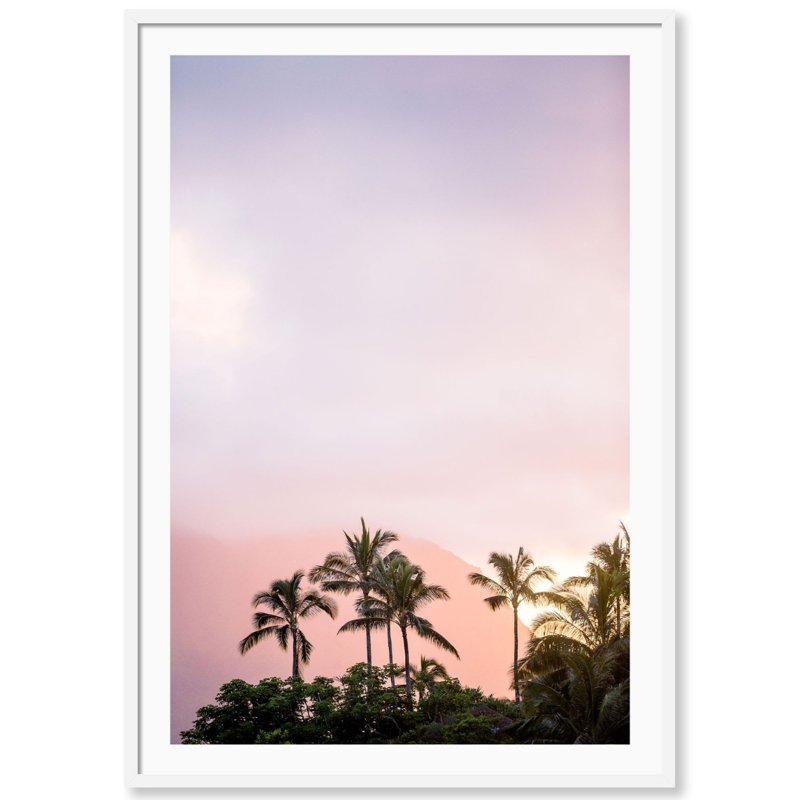 Kauai Sunset Print by Carly Tabak, White Wood, 31" W x 44" H