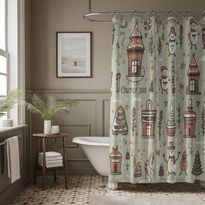 Wintry Snowman Abstract - Premium Shower Curtain