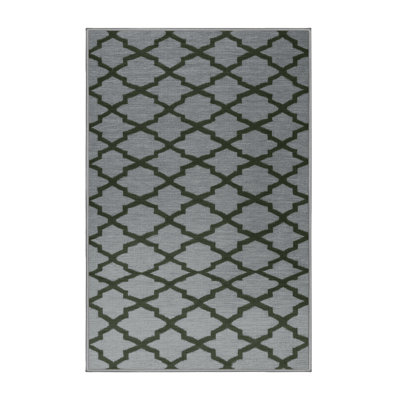 Machine Washable Trellis Gray Area Rug