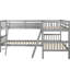 Lit superposé simple en forme de L gris avec. Fabrication en bois massif robuste Polyvalent et pratique. Idéal pour les soirées pyjama à la maison. Pas de boîte à ressorts. Tête de lit sécuritaire. 76 po x 39 po. Capacité de 175 lb / 275 lb Assemblage-1283982564