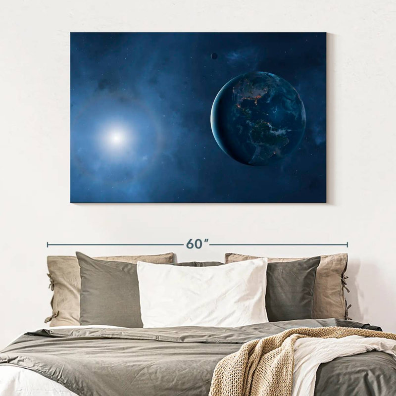 Oberle Sunlit Moon And Earth, 34" H x 51" W