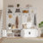 76-Inch Hall Tree with Bench and Shoe Storage in White -  Entryway Bench with Coat Rack. 4 Shoe Compartments. 4 Coat Hooks and Top Storage for Mudroom