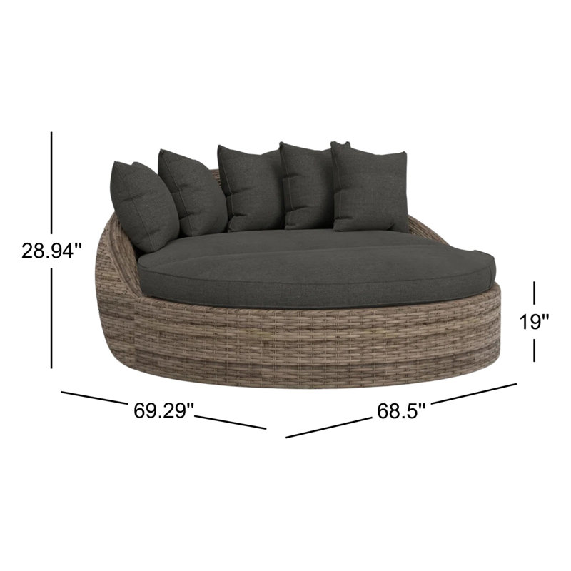 Havana 67'' Wide Circle Premium All-Weather Wicker Patio Daybed with Sunbrella® Cushions