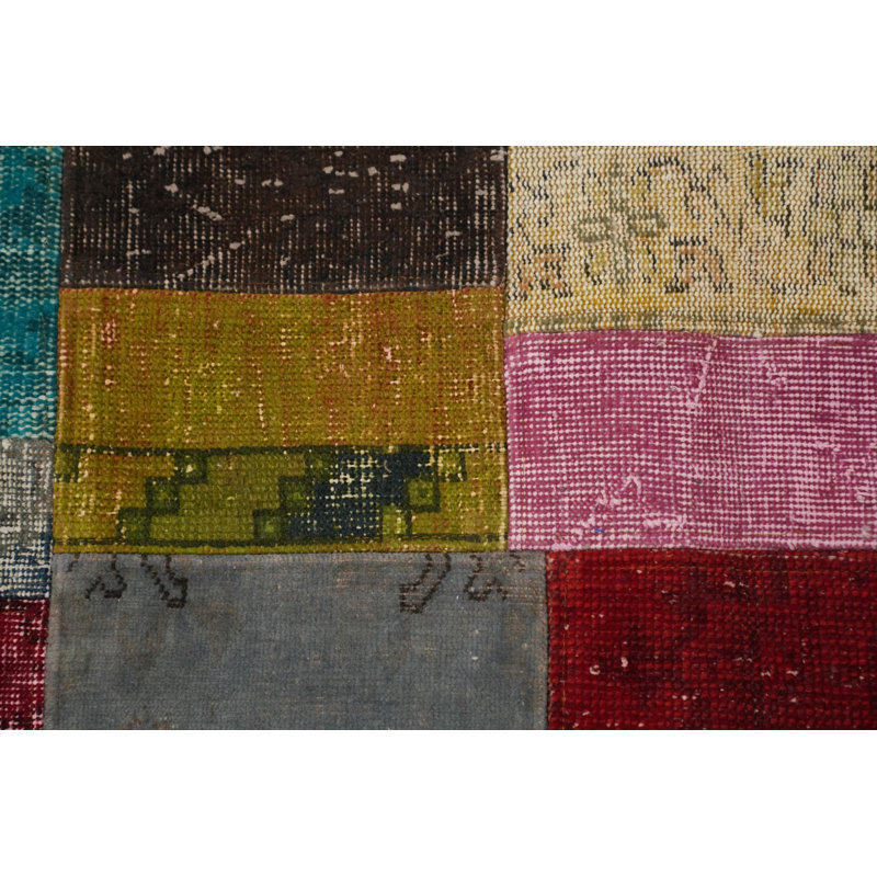 Multicolor Wool Distressed Patchwork Area Rug 7x10