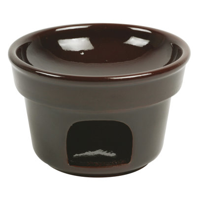 Ceramic Bagna Cauda Rechaud Pot Brown