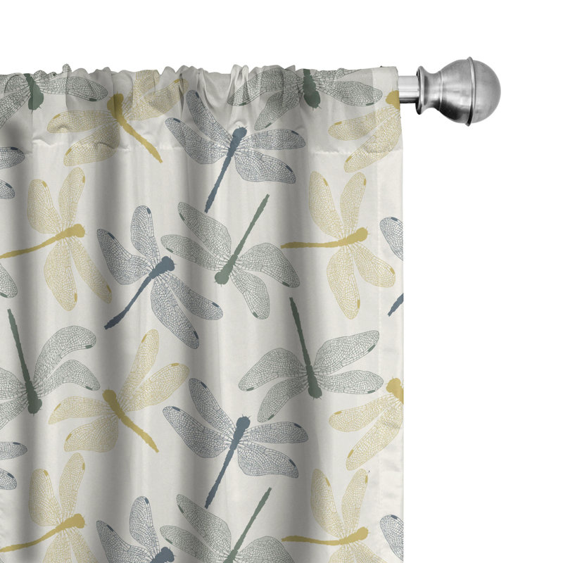 Paire de rideaux semi-transparents avec passe-tringle Dragonfly, 28 po x 84 po