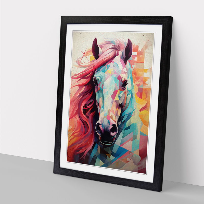 Pony Geometric No.2 - Framed Print, 46cm H x 34cm W x 2cm D, Black