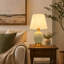 Lampe de chevet en céramique verte 16,3 po avec abat-jour en tissu beige, base dorée et interrupteur en ligne
