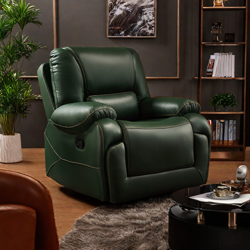Manual Recliner With Leather And Sofa Swivel Recliner, Green
