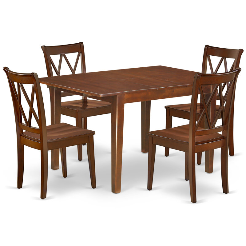 Ensemble de salle à manger extensible en bois massif 5 pièces Laduke, 5 Pieces: Table, 4 Chairs, Wooden