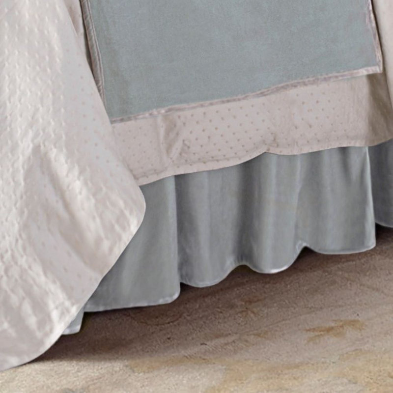 Heather Blue Twin Velvet Bed Skirt with Polyester Decking