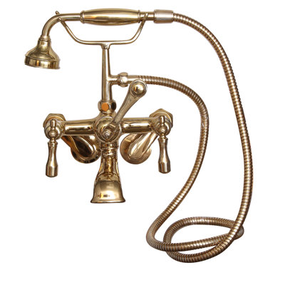 3 Handle Bathroom Clawfoot Tub Faucet with Diverter